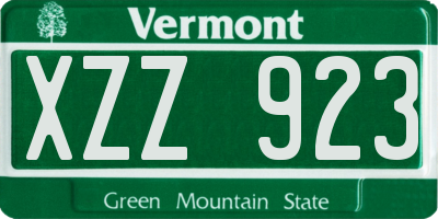 VT license plate XZZ923