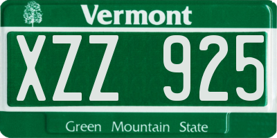 VT license plate XZZ925