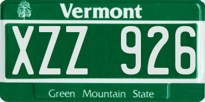 VT license plate XZZ926