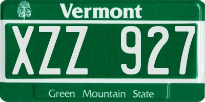 VT license plate XZZ927
