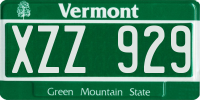 VT license plate XZZ929