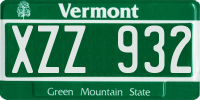VT license plate XZZ932