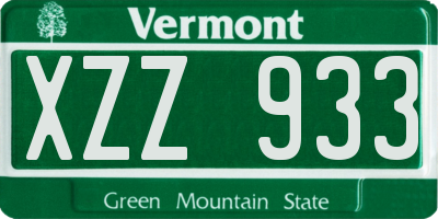 VT license plate XZZ933