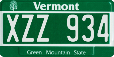 VT license plate XZZ934