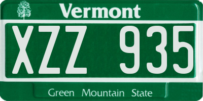 VT license plate XZZ935