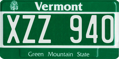 VT license plate XZZ940