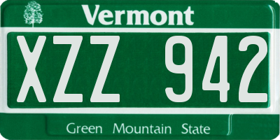 VT license plate XZZ942