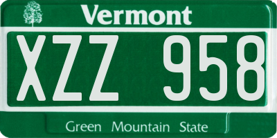 VT license plate XZZ958