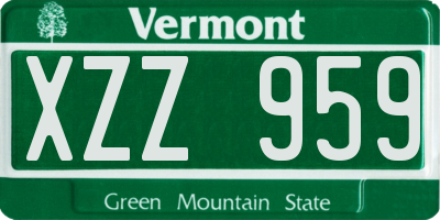 VT license plate XZZ959