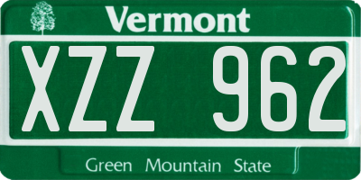VT license plate XZZ962