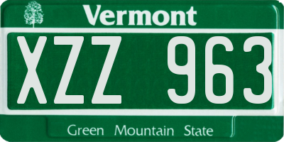 VT license plate XZZ963
