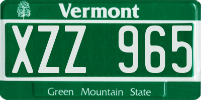 VT license plate XZZ965