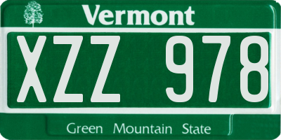 VT license plate XZZ978