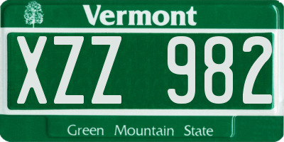 VT license plate XZZ982