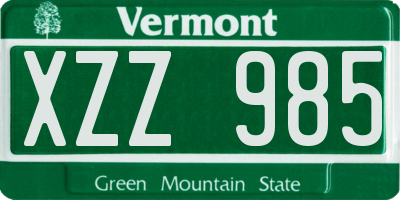 VT license plate XZZ985