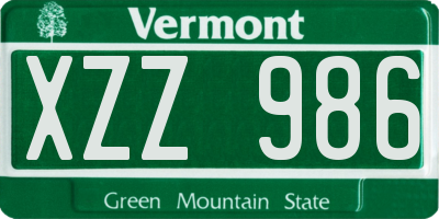 VT license plate XZZ986