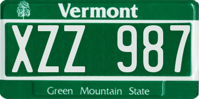 VT license plate XZZ987