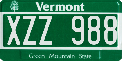 VT license plate XZZ988