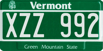 VT license plate XZZ992