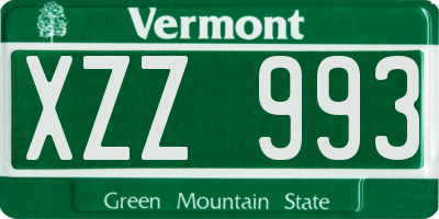 VT license plate XZZ993
