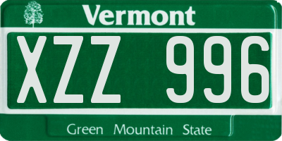 VT license plate XZZ996