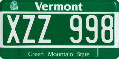VT license plate XZZ998