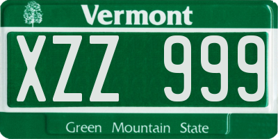 VT license plate XZZ999