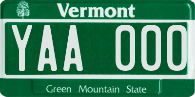 VT license plate YAA000