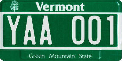 VT license plate YAA001