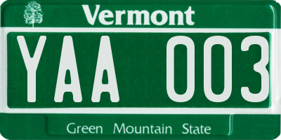VT license plate YAA003