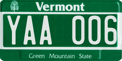 VT license plate YAA006
