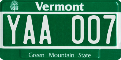 VT license plate YAA007