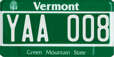VT license plate YAA008