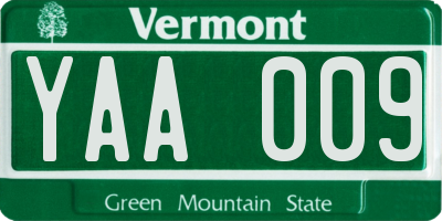 VT license plate YAA009