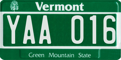VT license plate YAA016