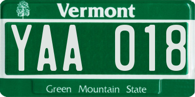 VT license plate YAA018