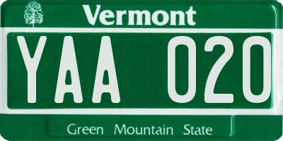 VT license plate YAA020