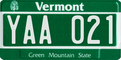 VT license plate YAA021