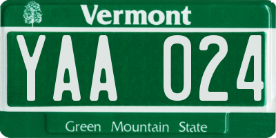 VT license plate YAA024