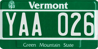 VT license plate YAA026