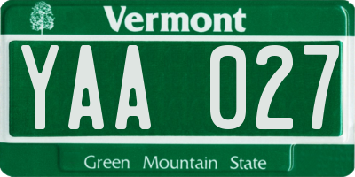 VT license plate YAA027