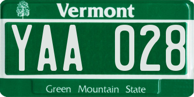 VT license plate YAA028