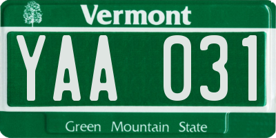 VT license plate YAA031