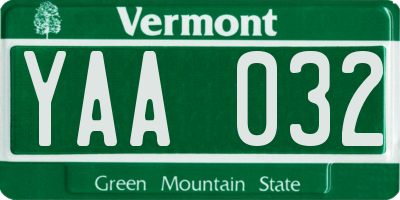 VT license plate YAA032