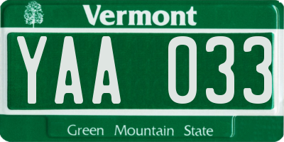 VT license plate YAA033