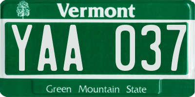 VT license plate YAA037