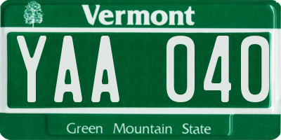 VT license plate YAA040