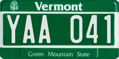 VT license plate YAA041