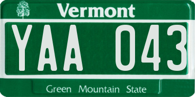 VT license plate YAA043