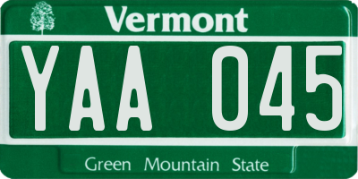 VT license plate YAA045